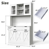 71 Tall Kitchen Pantry Storage Cabinet with Microwave Stand and Charging Station