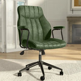 Leather Office Desk Chair with Wheels and Arms, Height Adjustable, Vintage