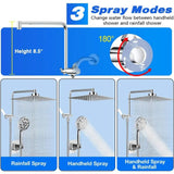 Water Showerhead, Built-in 2 Power Wash +12" Shower Extension Arm MD DC PRINT