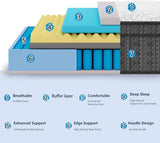 14 Inch Hybrid Mattress in a Box, Individual Pocket Spring with Memory Foam