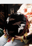 Round Shape Pillows Embroidery Cushion Crane Pattern Decorative Pillow Cover For Sofa Chair