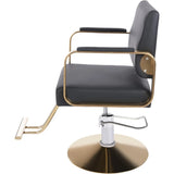 Barber Chair,360° Swivel Salon Chair with Gold Frame&Black PU Leather, Adjustable Hydraulic Stylist