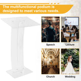 43.31 Inch Acrylic Clear Conference Podium Conference Presentation Pulpit for Churches