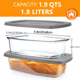 Large 1800ml Glass Loaf Pan Set 2pcs with Lid Oven Safe Baking Dish Ideal for Cakes