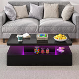 40" Modern Living Room Tables, LED Coffee Table with LED Lights, 2 Tier