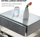Grey LED Nightstand Set of 2,with 3 Drawers for Bedroom, Bedside Table