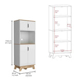 Pamplona Microwave Tall Cabinet Counter Surface, Top And Lower Double Doors Cabinets