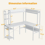 L Shaped Gaming Desk with Hutch, 60" Corner Computer Desk with Storage Shelves