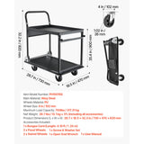 SucceBuy 700 lbs 2 Tier Foldable Heavy Push Cart Dolly Platform Hand Truck