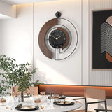 Large Wood Metal Frame Silent Non Ticking Wall Clocks for Living Room