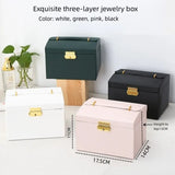 1pcs Multi Functional Three Layer Leather Drawer Style Jewelry Box Earrings