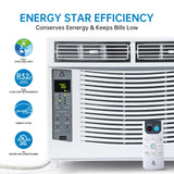 Air Conditioner 6000 AC Unit with Remote/App Control 3 Fan Speeds, ECO