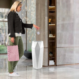 Silver Commercial Octagonal Garbage Can,Stainless Steel Large Trash Can