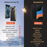 Ulefone Armor 22 Rugged Phone ,16GB (8GB+8GB) RAM ,128GB/256GB ROM , Android 13 Smartphone