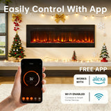 50/60-inch Smart Electric Fireplace Heater, Wall-mounted Or Built-in Fireplace