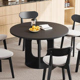 Farmhouse Round Fluted Dining Table for 4, 47 Inch Circle Kitchen Table with Wooden Pedestal Base, Dinner Tables, Customized