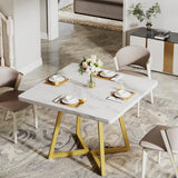 Tribesigns Square Dining Table for 4, 31.5" Industrial Dinner Table with Metal Base, Wood Kitchen Table for Dining Room
