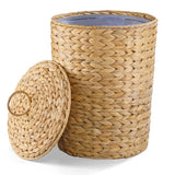 3 Gallons Wicker Trash Can with Lid and Removable Liner, Wicker Rattan Bathroom