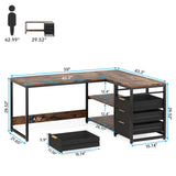 Tribesigns L Shaped Computer Desk with Storage Drawers, 59 inch Corner Desk