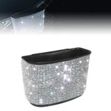 Red Sparkling Rhinestone Hanging Car Trash Bin For Vehicle Interior Storage Organizer