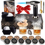 Whiskey Smoker Kit - Cocktail Smoker Kit With Torch, 2 Whiskey Glasses, 2 Ice Ball Makers, 6 Flavors Wood Chips - Old Fashioned