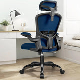 Ergonomic Office Chair with Headrest, Adjustable Lumbar Support, Swivel Wheels & Flip-up Armrests