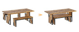 HIPIHOM 70.8" Wooden Dining Table with 2 Benches, Modern Set for 4-6 Person