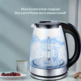 2L Glass Electric Kettle, 1000W Fast Boil with Auto Shut-Off, Transparent White Pot for Tea/Coffee