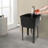 Freestanding Laundry Tub Utility Wash Sink w/ Faucet & Soap Dispenser