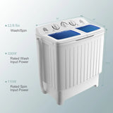 RV/Apartment/Dorm Use, Plastic, Blue+White, 20Lbs Capacity Portable Twin Tub