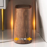 Faux Wood Grain Trash Can Slim Lid Large Capacity Bin For Bathroom Narrow Spaces Living