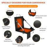 2PCS Heated Stadium Seat for Bleachers with Back and Cushion 3 Gear Heating