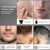 Beard Trimmer for Men 5in1 Cordless Hair Clipper Kit with Foil Razor Waterproof Body Nose Ear
