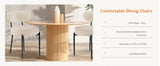 JHK Ergonomic Round Dining Chairs Set of 2 Plush Fabric Kitchen Chairs with Curved Backres