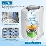 Portable Washing Machine 1.2 Cu.ft, 8 lbs Capacity, Built-in Drain Pump, Full-automatic Washer and Dryer Combo for Apartment, R