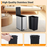 2.6 Gallon (10 L) Trash Can, Stainless Steel Kitchen Garbage Can, Recycling or Waste Bin,
