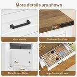 6 White Wood Dressers and Chests with Metal Handles for Bedroom or Closet Storage