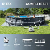 Above Ground Swimming Pool Set for backyard, steel frame with blue finish
