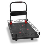 2 IN 1 Silent TPR Wheels Hand Trucks W/Steel Wire Fence Fold Pull Goods Cart