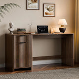 60" Fluted Home Office Desks with Storage, Modern Executive Desk Computer Desk