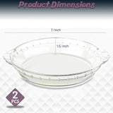 Glass Pie Plates Set of 2, 7-Inch Baking Dishes with Handles, Oven & Freezer Safe