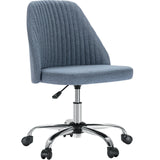 JHK Armless Small Desk Office Chair Cute Vanity Swivel Chair with Back Modern Fabric