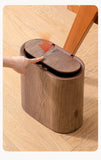 Faux Wood Grain Trash Can Slim Lid Large Capacity Bin For Bathroom Narrow Spaces Living