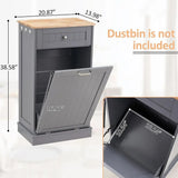 13 Gallon Wooden Freestanding Hidden Trash Can Cabinet with Odor Control,