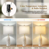 24.8" Ceramic Table Lamps Set of 2 with Color Temperature for Nightstand