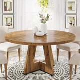 Tribesigns Round Dining Table for 4, 47 Inch Farmhouse Kitchen Table Small Dinner Table