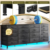 EnHomee Large Capacity 63 Inch Dresser w/ 18 Deep Drawers LED Lighting