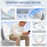 Electric Toilet Seat with Remote Control, Heated Toilet Seat, Warm Air Dryer, Soft Closed Lid, Night Light, LED Display, Self-Clean, Stainless Steel Nozzle,