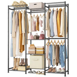 4 Hanging Spaces Portable Clothes Rack and Storage System with Hanging Rods