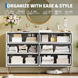 Fluted Dresser for Bedroom with 8 Drawers with Metal Handle